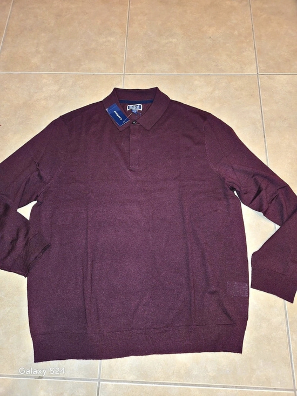 Club Room Merino Wool Blend Long Sleeve Polo Sweater Mens XXL New